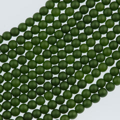 100 Czech 3mm Round Matte Olive Glass Pearl Beads