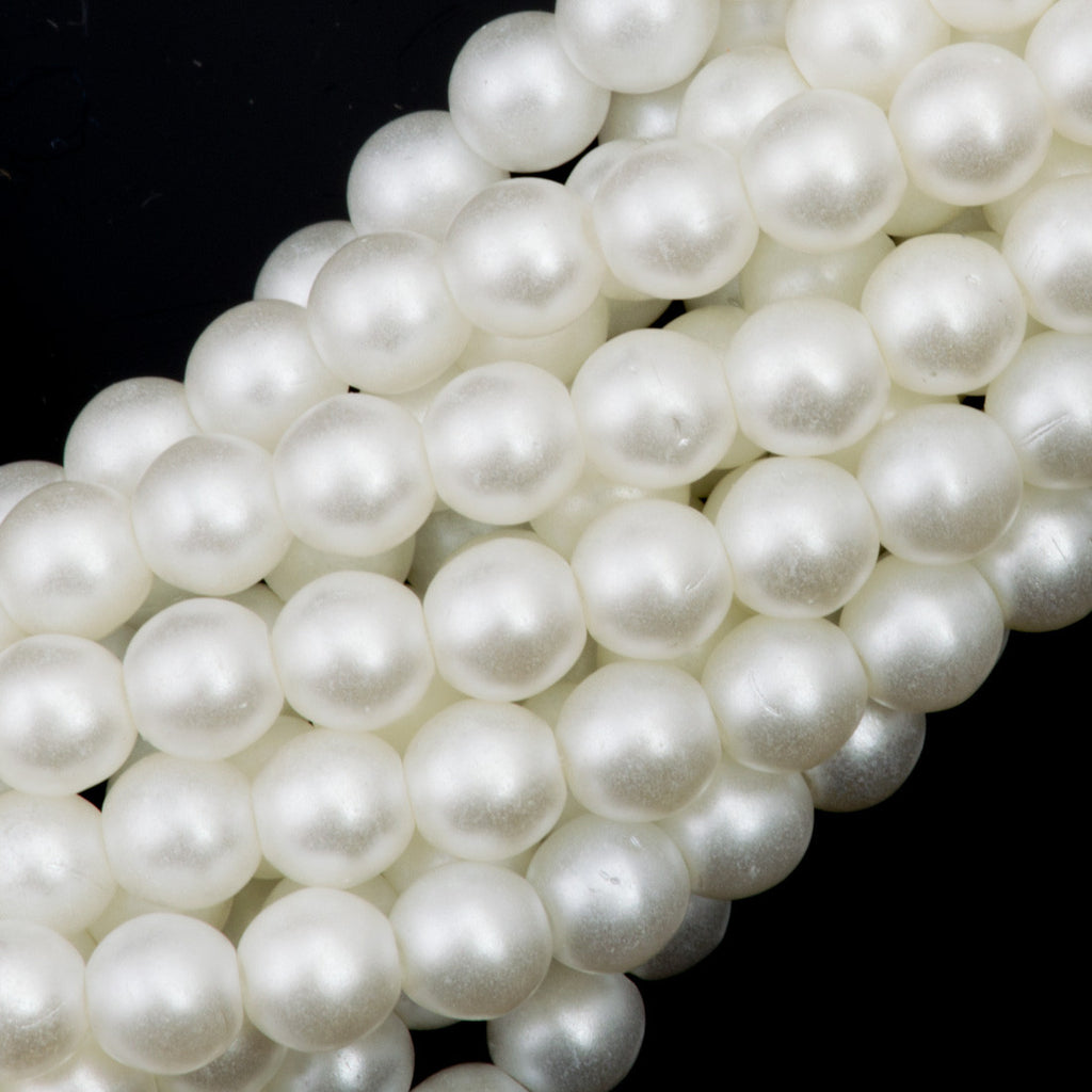 100 Czech 4mm Round Snow Glass Pearl Beads