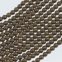 100 Czech 2mm Round Matte Brown Sugar Glass Pearl Beads
