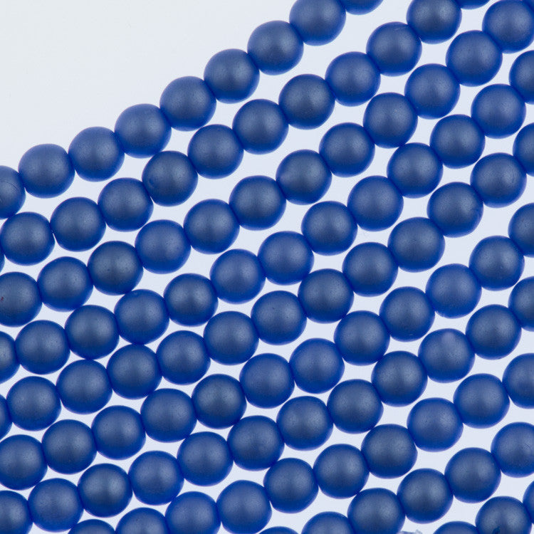 100 Czech 3mm Round Matte Baby Blue Glass Pearl Beads