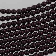 100 Czech 4mm Round Plum Glass Pearl Coat Beads