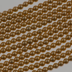 100 Czech 4mm Round Gold Glass Pearl Coat Beads