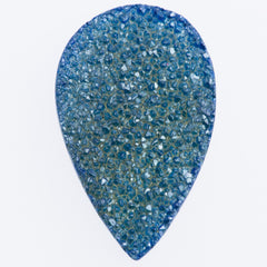 Flat Pear Shape Druzy Denim Blue Cabochon 25x15mm