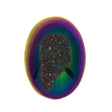 Titanium Rainbow Aura Carved Window Druzy Oval Domed Cabochon 16x12x6mm