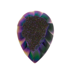 Dark Violet Blush Aura Carved Window Druzy Pear Shape Cabochon 25x18x6mm