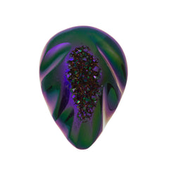 Dark Violet Blush Aura Carved Window Druzy Pear Shape Cabochon 25x18x8mm