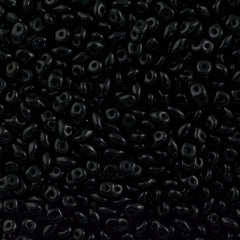 Super Duo 2x5mm Two Hole Beads Jet Black 22g Tube (23980)