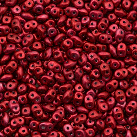 Super Duo 2x5mm Two Hole Beads Metalust Lipstick Red 22g Tube (24209)