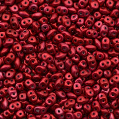 Super Duo 2x5mm Two Hole Beads Metalust Lipstick Red 22g Tube (24209)