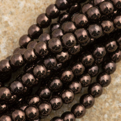 200 Czech 3mm Pressed Glass Round Beads Chocolate Bronze (14435B)
