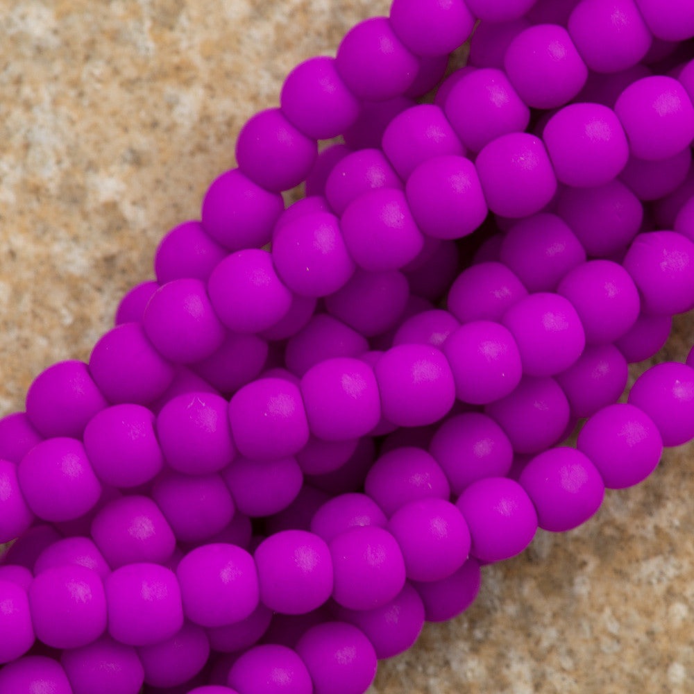 200 Czech 3mm Pressed Glass Round Beads Neon Purple (25125)