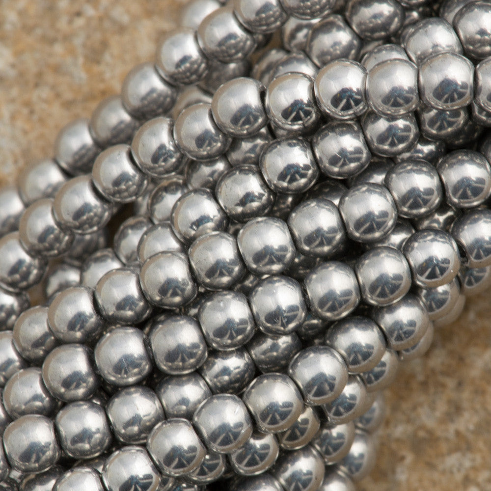 200 Czech 3mm Pressed Glass Round Beads Silver (27000)