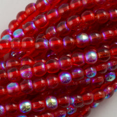 200 Czech 3mm Pressed Glass Round Beads Siam Ruby AB (90080X)