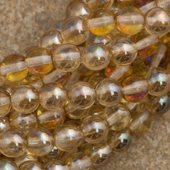 100 Czech 6mm Pressed Glass Round Crystal Celsian Beads (00030Z)
