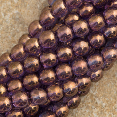 100 Czech 6mm Pressed Glass Round Beads Bronze Illusion (04415)
