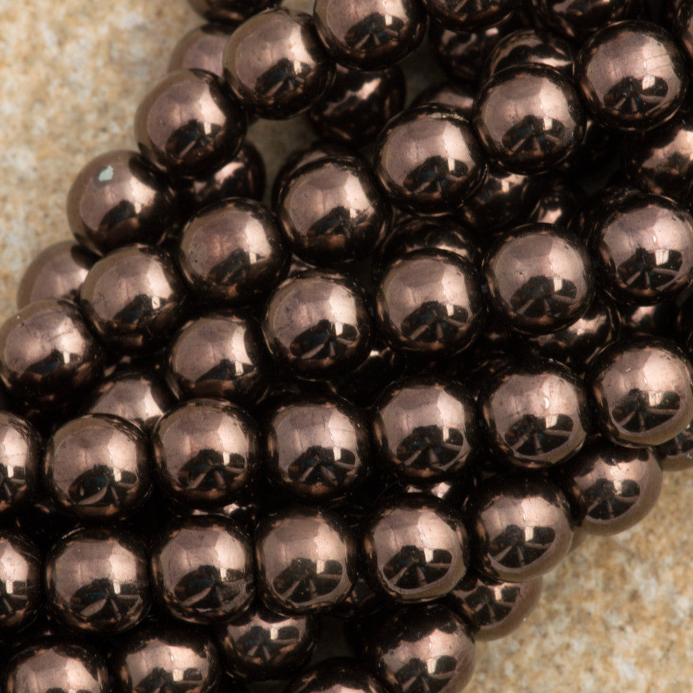 100 Czech 6mm Pressed Glass Round Beads Chocolate Bronze (14435B)