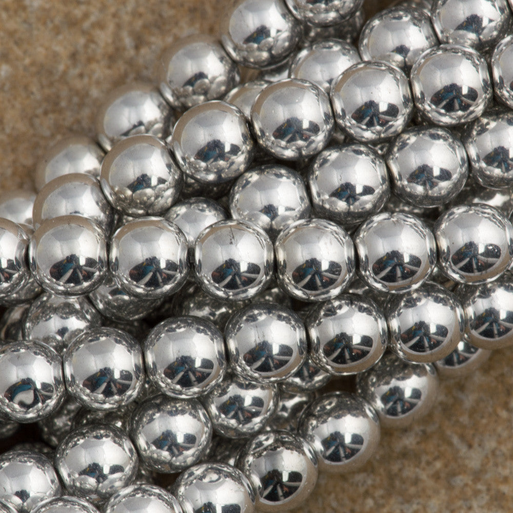 100 Czech 6mm Pressed Glass Round Beads Silver (27000)
