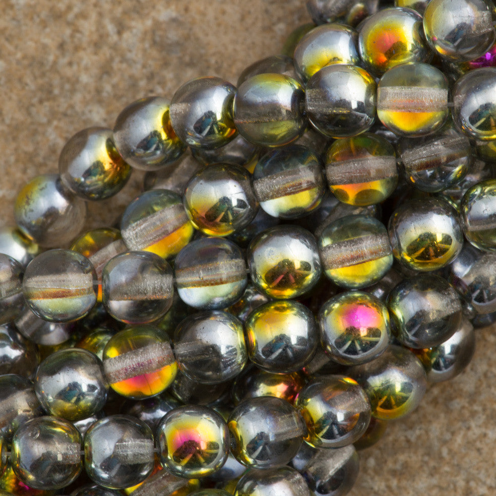 100 Czech 6mm Pressed Glass Round Crystal Marea Beads (28001)