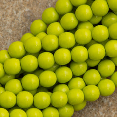 100 Czech 6mm Pressed Glass Round Opaque Olive Beads (53420)