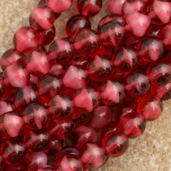 100 Czech 6mm Pressed Glass Round Pearl Fuchsia Beads (67080)