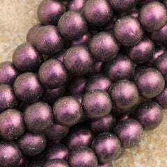 100 Czech 6mm Pressed Glass Round Polychrome Pink Olive Beads (94106)