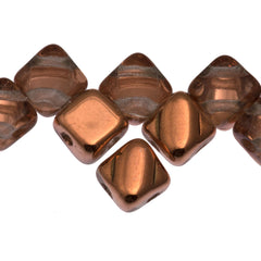 40 Czech Glass 5mm Two Hole Silky Beads Crystal Capri Gold (00030CG)