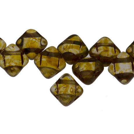 Czech Glass 5mm Two Hole Silky Beads Crystal Picasso