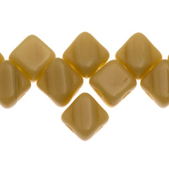 40 Czech Glass 6mm Two Hole Silky Beads Opaque Desert Tan (13020)