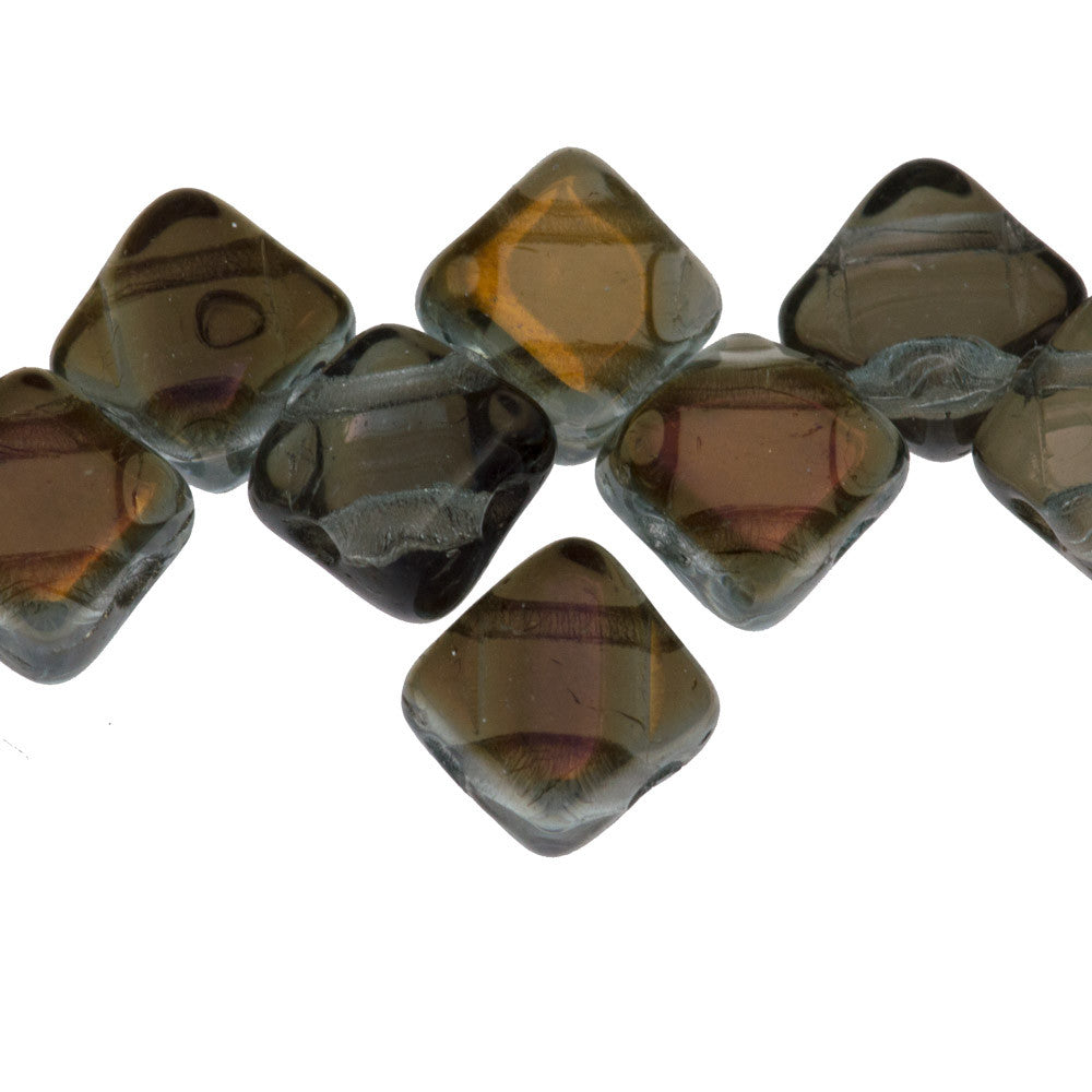 40 Czech Glass 6mm Two Hole Silky Beads Alexandrite Valentinite (20210VAL)