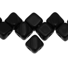 40 Czech Glass 6mm Two Hole Silky Beads Jet (23980)