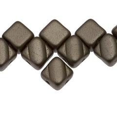 40 Czech Glass 6mm Two Hole Silky Beads Pastel Brown Cocoa (25005)