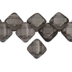 Czech Glass 6mm Two Hole Silky Beads Transparent Chrome