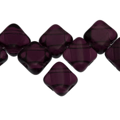 40 Czech Glass 6mm Two Hole Silky Beads Dark Amethyst (20080)