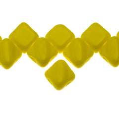 40 Czech Glass 6mm Two Hole Silky Beads Opaque Yellow (83110)