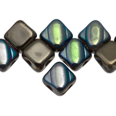 Czech Glass 6mm Two Hole Silky Beads Twinkle Graphite