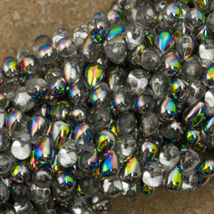 90 Czech 6x4mm Tear Drop Crystal Vitrail Beads (00030V)