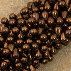 90 Czech 6x4mm Tear Drop Dark Bronze Beads (14415)