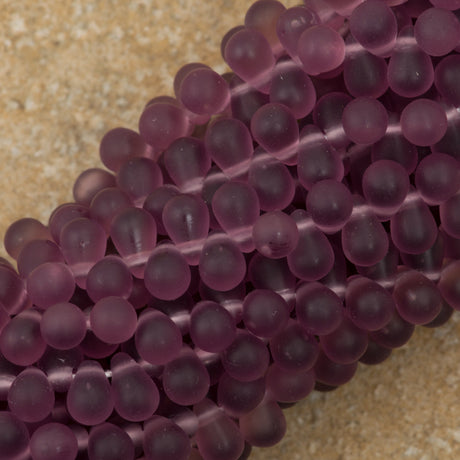 90 Czech 6x4mm Tear Drop Matte Mid. Amethyst Beads (20040M)