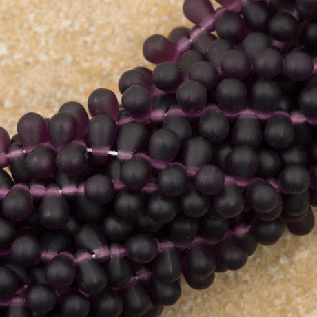 90 Czech 6x4mm Tear Drop Matte Amethyst Beads (20060M)
