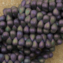 90 Czech 6x4mm Tear Drop Matte Purple Iris Beads (21195)