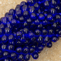 90 Czech 6x4mm Tear Drop Cobalt Beads (30090)