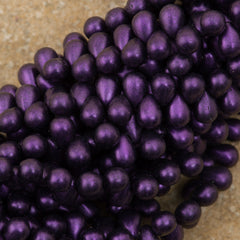 90 Czech 6x4mm Tear Drop Purple Chrome Beads (94202)