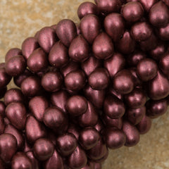 90 Czech 6x4mm Tear Drop Copper Rose Chrome Beads (94209)