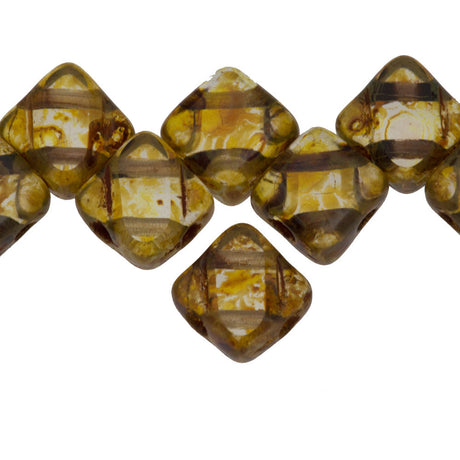 Czech Glass 6mm Two Hole Table Cut  Silky Beads Crystal Picasso