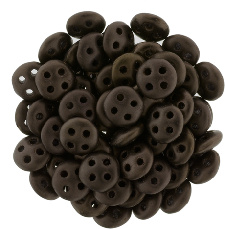 CzechMates 6mm Four Hole QuadraLentil Matte Dark Bronze Beads 15g (14415M)