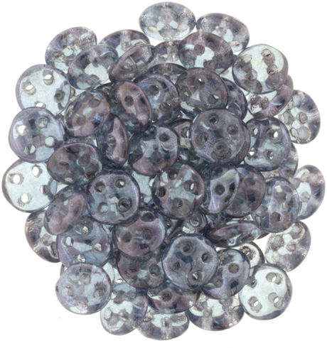 CzechMates 6mm Four Hole QuadraLentil Transparent Amethyst Luster Beads 15g (15726)