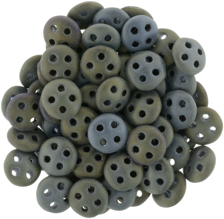 CzechMates 6mm Four Hole QuadraLentil Matte Brown Iris Beads 15g (21115)