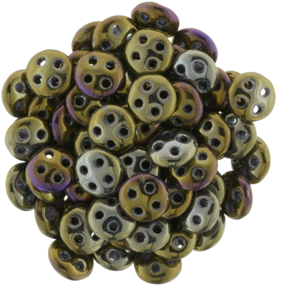 CzechMates 6mm Four Hole QuadraLentil Brown Iris Beads 15g (21415)