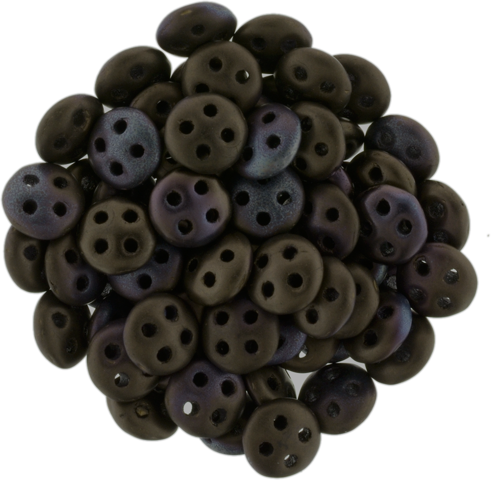 CzechMates 6mm Four Hole QuadraLentil Matte Jet Bronze Vega Beads 15g (23980YM)