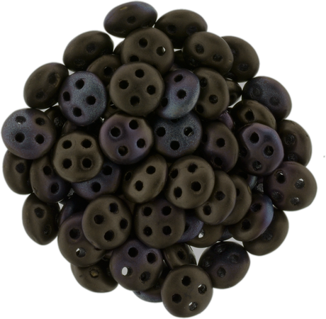 CzechMates 6mm Four Hole QuadraLentil Matte Jet Bronze Vega Beads 15g (23980YM)